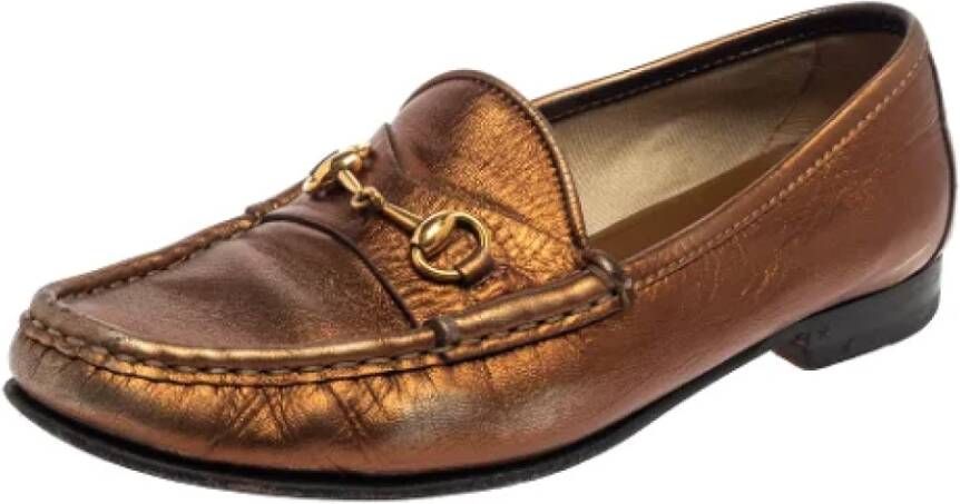 Gucci Vintage Pre-owned Leather flats Brown Dames