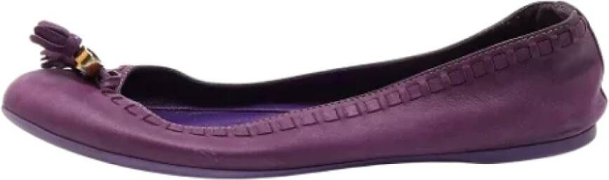 Gucci Vintage Pre-owned Leather flats Purple Dames