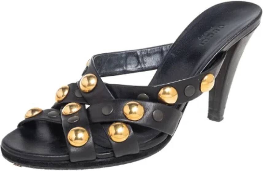 Gucci Vintage Pre-owned Leather sandals Black Dames