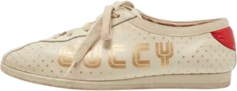 Gucci Vintage Pre-owned Leather sneakers Beige Dames