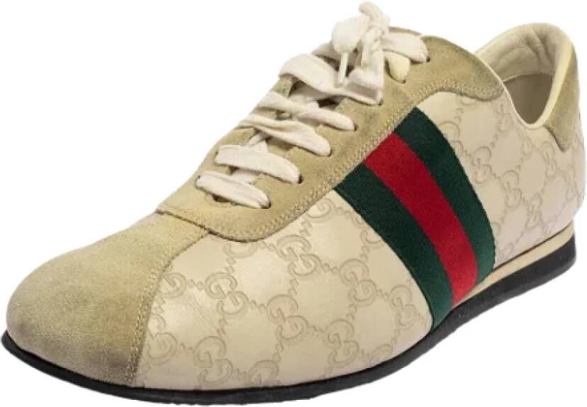 Gucci Vintage Pre-owned Leather sneakers Beige Dames