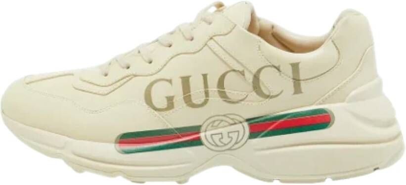 Gucci Vintage Pre-owned Leather sneakers Beige Dames
