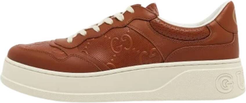 Gucci Vintage Pre-owned Leather sneakers Brown Heren