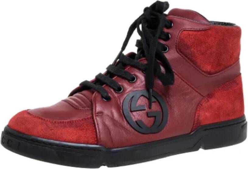 Gucci Vintage Pre-owned Leather sneakers Red Dames