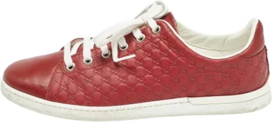 Gucci Vintage Pre-owned Leather sneakers Red Dames