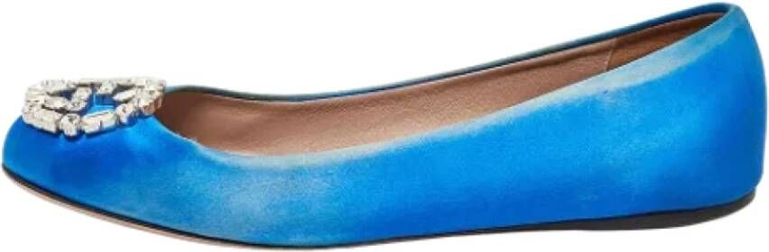 Gucci Vintage Pre-owned Satin flats Blue Dames