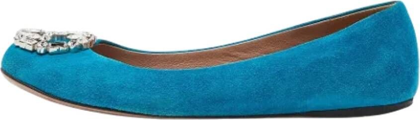 Gucci Vintage Pre-owned Suede flats Blue Dames