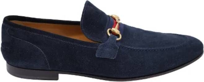 Gucci Vintage Pre-owned Suede flats Blue Heren