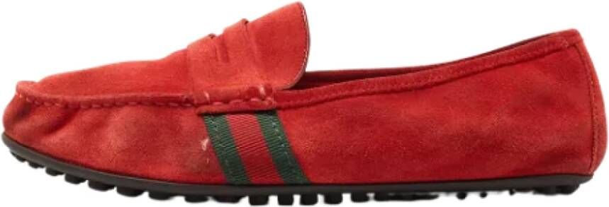 Gucci Vintage Pre-owned Suede flats Red Dames