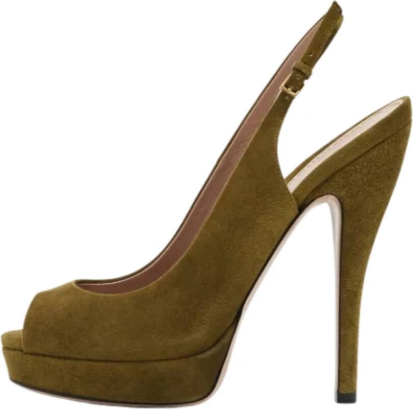 Gucci Vintage Pre-owned Suede heels Green Dames