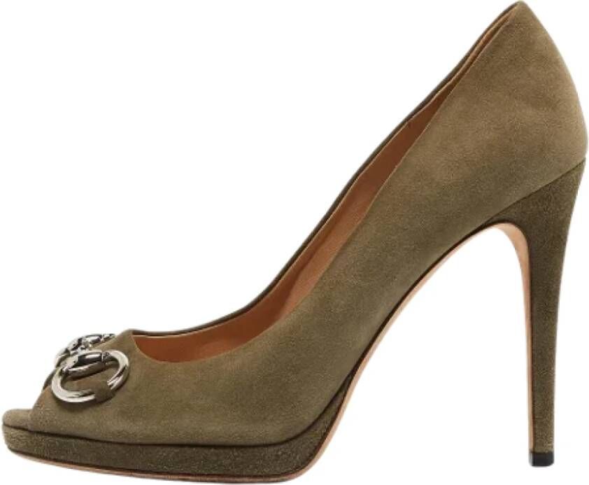 Gucci Vintage Pre-owned Suede heels Green Dames