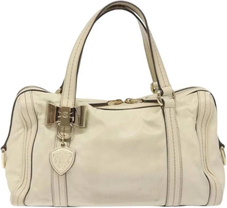 Gucci Vintage Tweedehands Boogdetail Leren Satchel