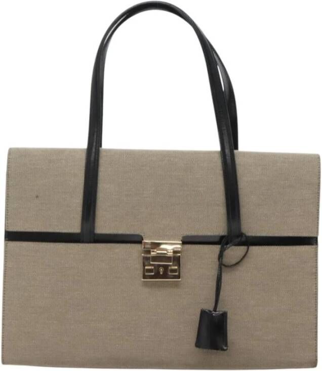 Gucci Vintage Tweedehands canvas tote tas met slot