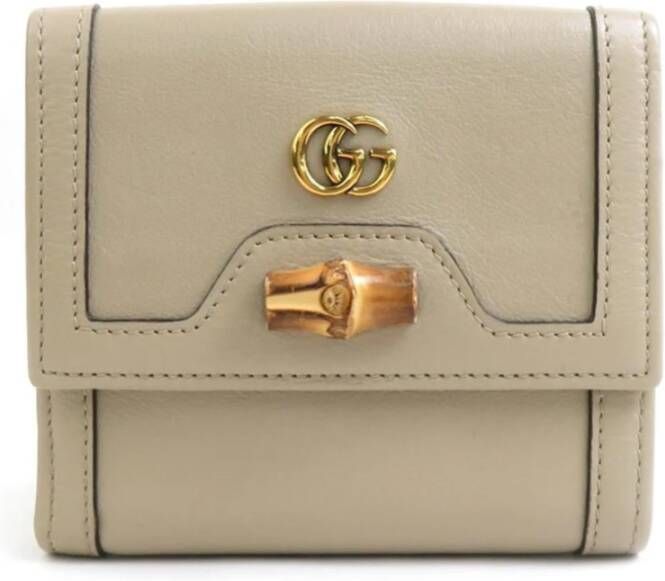 Gucci Vintage Tweedehands Gucci Bamboo 1947 Portemonnee Beige Leer