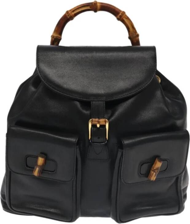 Gucci Vintage Tweedehands Gucci Bamboo Leren Rugzak