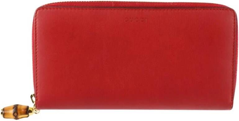 Gucci Vintage Tweedehands Gucci Bamboo ritsportemonnee rood leer