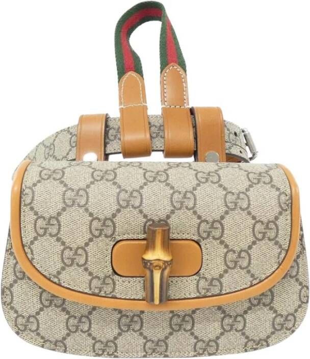 Gucci Vintage Tweedehands Gucci GG Canvas Bamboo Clutch