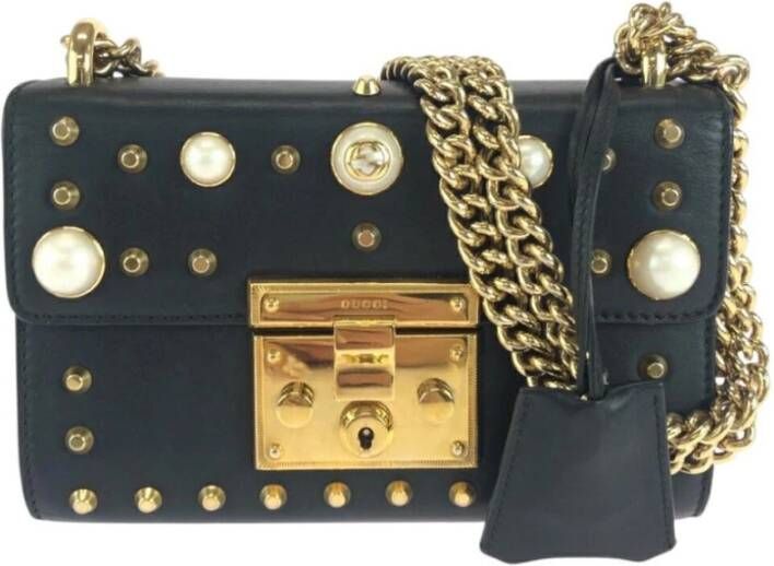Gucci Vintage Tweedehands hangslot schoudertas versierd