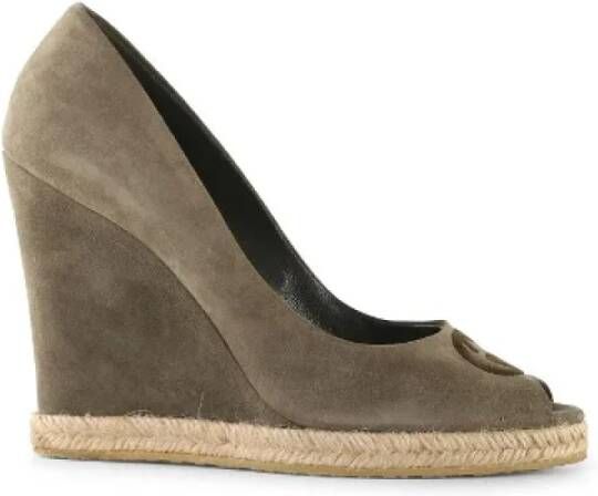 Gucci Vintage Tweedehands Olijf Suede Sleehakken Green Dames