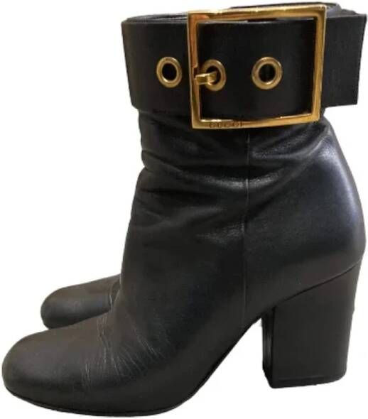 Gucci Vintage Zwarte Leren Laarzen Black Dames