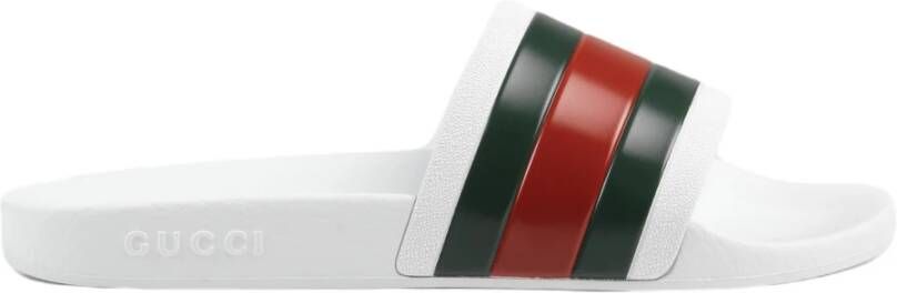 Gucci Web Rubber Slide Sandalen