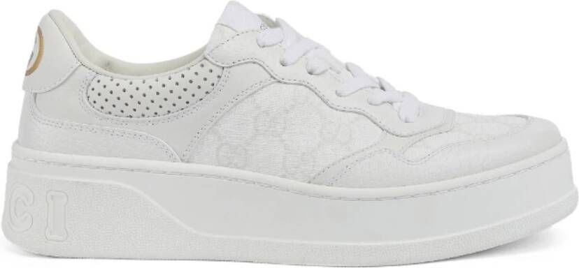 Gucci Witte Jacquard Leren Sneakers White Dames