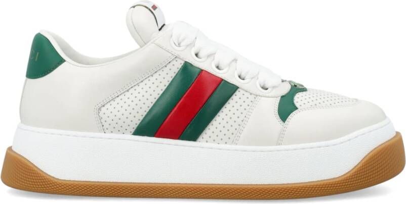 Gucci Witte Sneakers met Groen en Rood Web Multicolor Heren