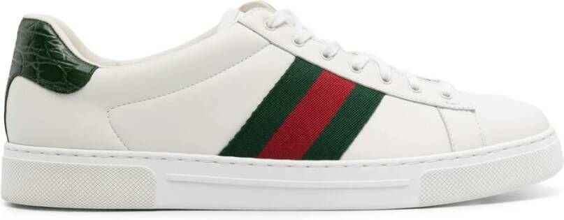 Gucci Witte Sneakers met Groen en Rood Web White Heren Schoenen