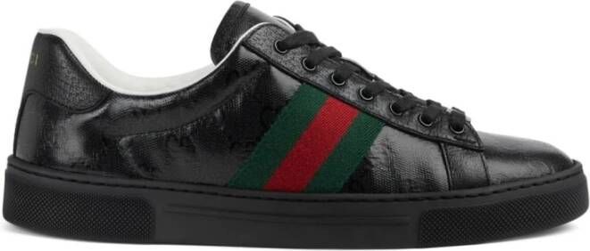 Gucci Zwarte Ace Web-Detail Sneakers Black Dames
