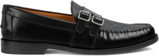 Gucci Zwarte GG-Canvas Gesploafers Black Heren