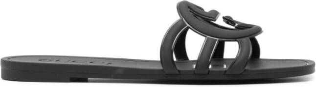Gucci Zwarte Interlocking G Logo Sandalen Black Dames