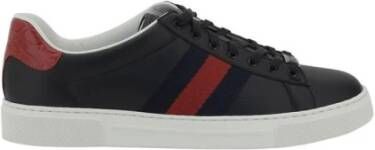 Gucci Zwarte Leren Logo Sneakers met Platte Zool