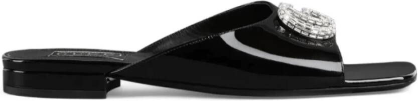 Gucci Zwarte Patentleren Slides Black Dames