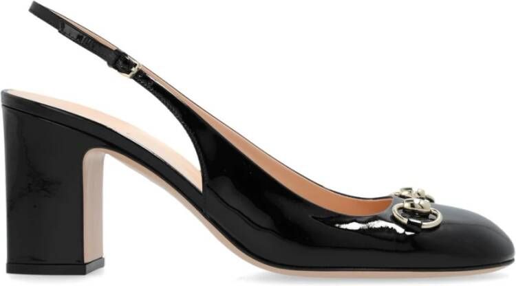 Gucci Zwarte Patentleren Slingback Sandalen