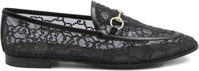 Gucci Zwarte Platte Kristal Loafers