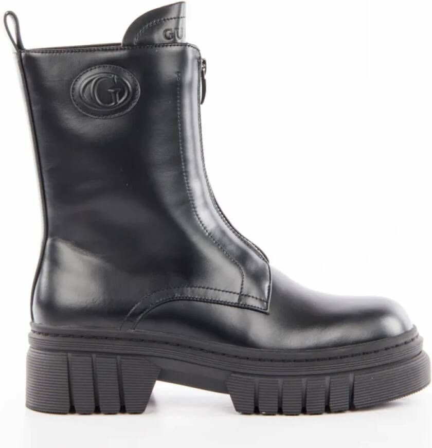 Guess Leren enkellaarsjes voor dames Black