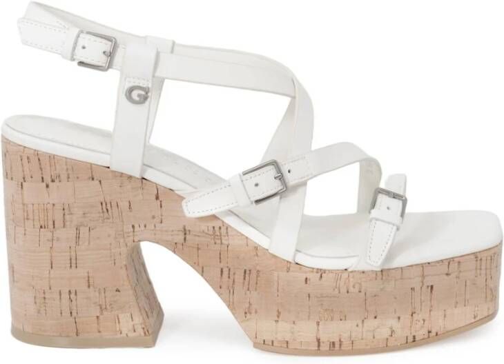 Guess Beige Plateau Sandalen met Blokhak Beige Dames