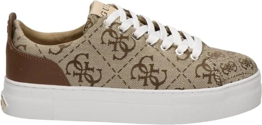 Guess Beige Stoffen Sneakers met All Over Logo Beige Dames - Foto 2
