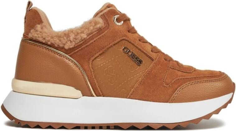 Guess Bruine Leren Sneakers met Metalen Logo Brown - Foto 4