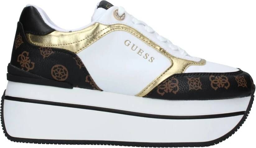 Guess Fl7Cmrfal12 Sneaker Wit Bruin 6cm Platform Meerkleurig Dames - Foto 6
