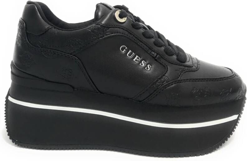 Guess Dames Camrio Platform Zwart Multilogo Sneakers Zwart Dames