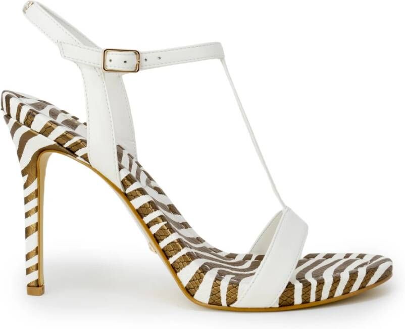 Guess Witte Leren Stiletto Sandalen met Gesp Strik Detail White Dames