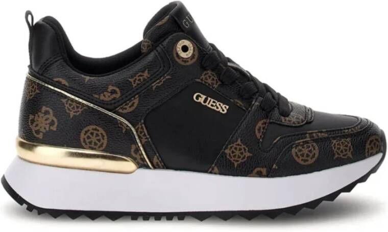 Guess Dames Kaddy Sneaker in Bruin Multilogo Eco Leer Bruin Dames