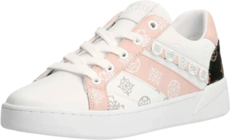 Guess Dames Roxo Lage Sneaker in Wit Roze Ecopelle Meerkleurig Dames - Foto 2