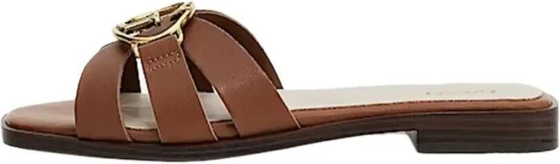 Guess Stijlvolle Leren Sliders voor Vrouwen Bruin Dames