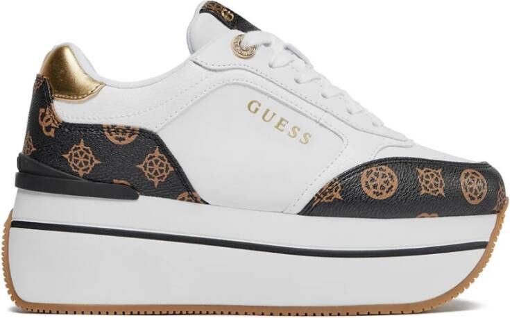 Guess Fl7Cmrfal12 Sneaker Wit Bruin 6cm Platform Meerkleurig Dames - Foto 11