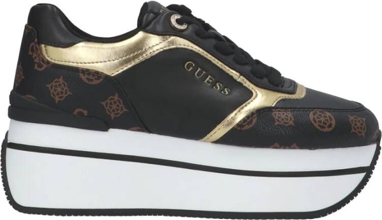 Guess Fl7Cmrfal12 Sneaker Zwart Bruin 6cm Platform Meerkleurig Dames