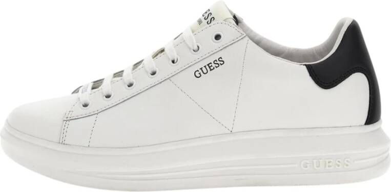 Guess Gemengd Leren Vibo Sneakers Jeans Wit Heren