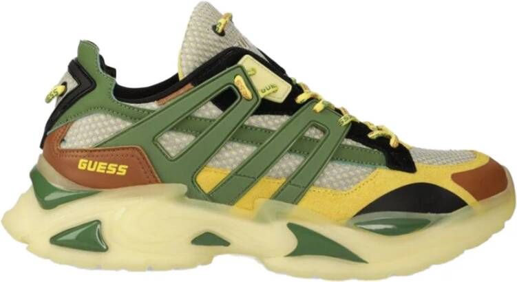 Guess Groen Gele Sneakers voor Heren Multicolor Heren