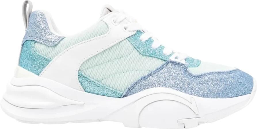 GUESS Bestie chunky sneakers met glitters blauw